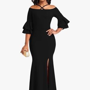 Elegant Black Off-Shoulder Evening Dress